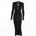 Women Sophisticated Figure‑Flattering Dress With Long Sleeves & Defined Waistline_ecoleips.com