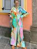 Women's Clothing Casual Fashion Printed Shirt Collar Loose Long Sleeved Two Piece Suit_ecoleips.com
