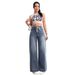 American Retro Wide-leg For Women, Washed, Drawstring, High-waisted, Loose, Drapey, Straight-leg Jeans_ecoleips.com