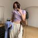 Bottom Slim Short Sleeve T-Shirt Women's Korean Version New Ins Skinny Short Fashion Top Women_ecoleips.com