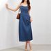 Women's Sleeveless Denim Dress Mid-Calf Length A-Line Jean Dress With Spaghetti Straps For Summer Casual Vintage Y2K Clothes_ecoleips.com