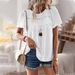 Independent Design And Development Round Neck Patchwork Top 2023 Spring Summer Loose Women's Shirt Solid Color_ecoleips.com