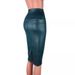 Russian Style Versatile OL Leather High Waist Bodycon Knee-Length Midi Skirt With Slit_ecoleips.com