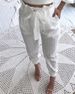 Women's Clothing Cotton Embroidery Lotus Waist Hole Tapered Trousers With Lining_ecoleips.com