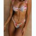 Sexy Underwire Bikini Set – High-Waisted & Backless Two-Piece Swimwear (S-L, Polyester-Spandex, Adjustable Ties, Tropical Print)_ecoleips.com