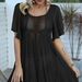 Women's Beach Cover-Up Dress With Asymmetrical Hem, Lightweight Woven Fabric, Boho Chic Summer Dress For Vacation, Swimwear Cover, Loose Fit Tunic_ecoleips.com
