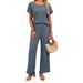 Women's Solid Color Lace Trim Sleeveless Top & Pants Set – Breathable Cotton-Polyester Lounge Wear For Summer – Casual Office & Vacation Outfit_ecoleips.com