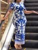 Women's Clothing Elegant Printed Slim Fit Hip Short Sleeved Dress_ecoleips.com