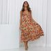 European And American Foreign Trade Summer New Women's Printed Ruffled Strap Dress_ecoleips.com