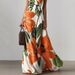 Women's Clothing Printed Slim Waist Oversized Skirt Dress_ecoleips.com