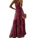 2023 New European And American Bohemian Style Spaghetti Strap Long High Waist V-Neck Floral Print Dress Women's Clothing_ecoleips.com
