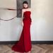 Luxury Strapless Red Mermaid Evening Gown For Brides Unique High-End Women's Party Wear For Wedding Receptions Engagement Parties And Banquets_ecoleips.com