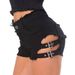 Women's Clothing Sexy Nightclub Women's Wear High Waist Denim Shorts Letters Jeans Holes Slim_ecoleips.com