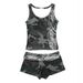 Y2K Vintage Crop Top And Shorts Set, U-Neck Sleeveless Top With American Letter Print, Retro Summer Outfit_ecoleips.com
