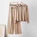Elegant Knitted Set for Women European American Style Lapel High End Fashion Cardigan Trendy Two Piece Autumn Winter Commuting Clothing_ecoleips.com
