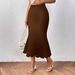 K New Fashionable And Elegant Knitted Elastic Fishtail Skirt, Half Skirt, Long Skirt_ecoleips.com