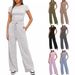 Women's Two Piece Set Short Sleeved Ruffled Top Casual Sweatpants Versatile Relaxed Style_ecoleips.com