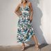 Women's Clothing New Suspender Skirt Island Style Tropical Plant Print Dress_ecoleips.com