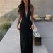Women's Clothing Deep V Halter Neck Ruched Back Slit Summer Dress Fashionable Hot Girl Thin Clothing New Arrivals_ecoleips.com