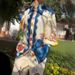 Women's Clothing fashion personality printed cotton and linen loose leisure vacation two-piece suit_ecoleips.com