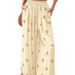 Women's Bohemian Print Wide Leg Pants High Waist Lace-Up Trousers Spring Summer England Style Fashion Polyester_ecoleips.com