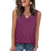 Women's Casual Sleeveless V-Neck Vest Top Solid Color Style Spring Summer Fashion_ecoleips.com