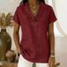 2026 European American Cross-border . Spring And Summer Fashion Casual Women's Short-sleeve V-neck Solid Color Top_ecoleips.com