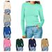 Women's round Neck Long Sleeve Stripe T-Shirt Solid Color European American Style Top for Women_ecoleips.com