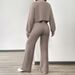 Oversized Knit Sweater & Pants Set, Button-Front Cardigan With Relaxed Trousers, Fall Casual Outfit In Khaki/Dark Brown (S/M/L/XL)_ecoleips.com