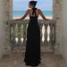 Women's Sexy Halter Dress Style Tie Waist Sleeveless High Slit Revealing Backpack Buttocks Banquet Gown_ecoleips.com