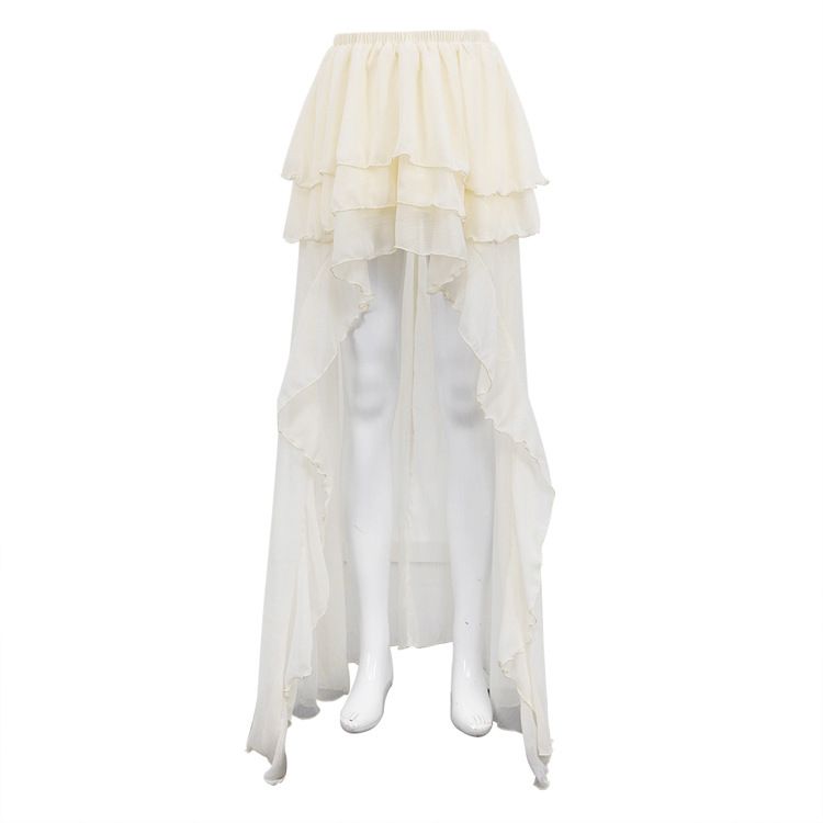 Elegant Casual Women's Irregular Hem Midi Skirt Elastic Waist A-Line Thin Summer Pleated Mid-Calf Casual England Style_ecoleips.com