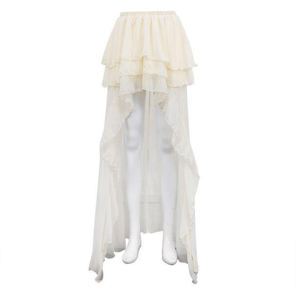 Elegant Casual Women's Irregular Hem Midi Skirt Elastic Waist A-Line Thin Summer Pleated Mid-Calf Casual England Style_ecoleips.com
