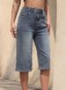 K New Women's Cowboy Mid Pants Breathable Quarter Pants Elastic High Waist Elastic Mid Pants_ecoleips.com