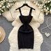 New Sexy Backless Lace Solid Knitted Buttons Summer Dress Women Black Mini Party Dress Bodycon Sheath Night Club Outfits_ecoleips.com