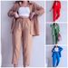 Women's Clothing Women's Summer Wrinkled Cloth Long Sleeved Casual Style Shirt High Waist Wide Leg Pants Set_ecoleips.com