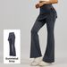Juyitang Women's Wrinkled Flared Skirt Pants Hip Lifting Yoga Sportswear Slightly Flared Fake Two Piece Raised Waist_ecoleips.com