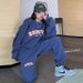 American Retro Sportswear Spring Autumn 2025 New Student Loose Street Style Sweatshirt Casual Two-Piece Set For Women_ecoleips.com
