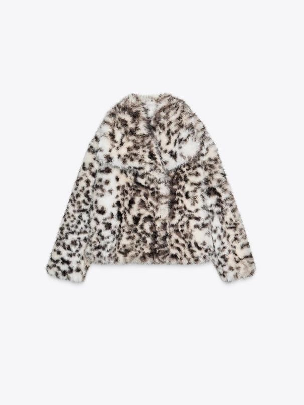 Luxury Faux Fur Coat With Fox Fur Collar - Winter Leopard Print Jacket For Women, Elegant Stand Collar Outerwear, Street Style Fashion Coat_ecoleips.com