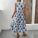 Women's Floral Print V-Neck Maxi Dress French Vacation Style Flowy A-Line Sundress for Summer_ecoleips.com