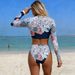 Voya 2026 New European And American Export Long-Sleeve Two-Piece Swimsuit For Women, Custom Printed High-Waisted Sports_ecoleips.com