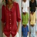 Women's Summer Style Loose V Neck Linen Shirt Short Sleeve Design Niche Commuter Top_ecoleips.com