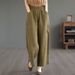 Suitable For All Seasons Summer Thin High-Waisted Artistic Cover-Up Cotton Linen Versatile Loose Plus Size Casual Wide-Leg Pants For Women_ecoleips.com