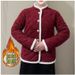 girl 2024 Winter Fleece-Lined Thickened For Women, Warm Cotton Coat, Chinese Style Loose Long-Sleeve Top, Large Floral Jacket_ecoleips.com