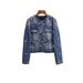 Women's Stylish Slimming Floral Beaded Short Jacket Straight Leg Denim Suit Spring New Arrivals Heavy Duty_ecoleips.com