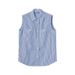 Women's Sleeveless Striped Shirt - Summer Casual Polo Collar Blouse - Relaxed Fit Square Shoulder Top For Office & Streetwear_ecoleips.com