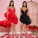 Women's Clothing New Fashion Sexy Sling Solid Color Lotus Leaf Lace Irregular Dress Short Skirt_ecoleips.com