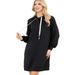 Voya Women's Casual Style Versatile Spring And Summer Mid To Long Loose Drawstring Hooded Sweatshirt Dress_ecoleips.com