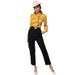 Summer Elegant French Ruffle Sleeve Blouse - Satin Office Shirt For Women, Relaxed Fit, Polo Collar, Breathable Acetate_ecoleips.com