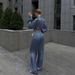 Women's Clothing Temperament Outfit Suit Printed Long Sleeved Lapel Shirt Drape Wide Leg Pants Fashionable Two Piece Suit_ecoleips.com