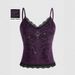 Women's Stretchy Lace Trim Camisole Top, Sexy Solid Sleeveless Cami For Layering Or Standalone Wear, Comfortable Daily & Night Out Tank_ecoleips.com